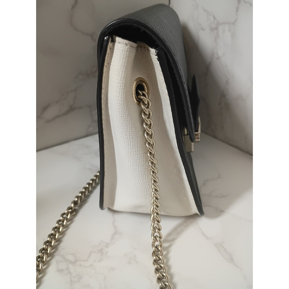 FURLA Metropolis Black & White Color Block Leather Crossbody‎ Bag - EUC